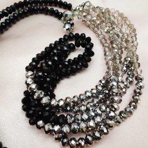 Vintage Faceted Crystal Bead 3 Strand Necklace